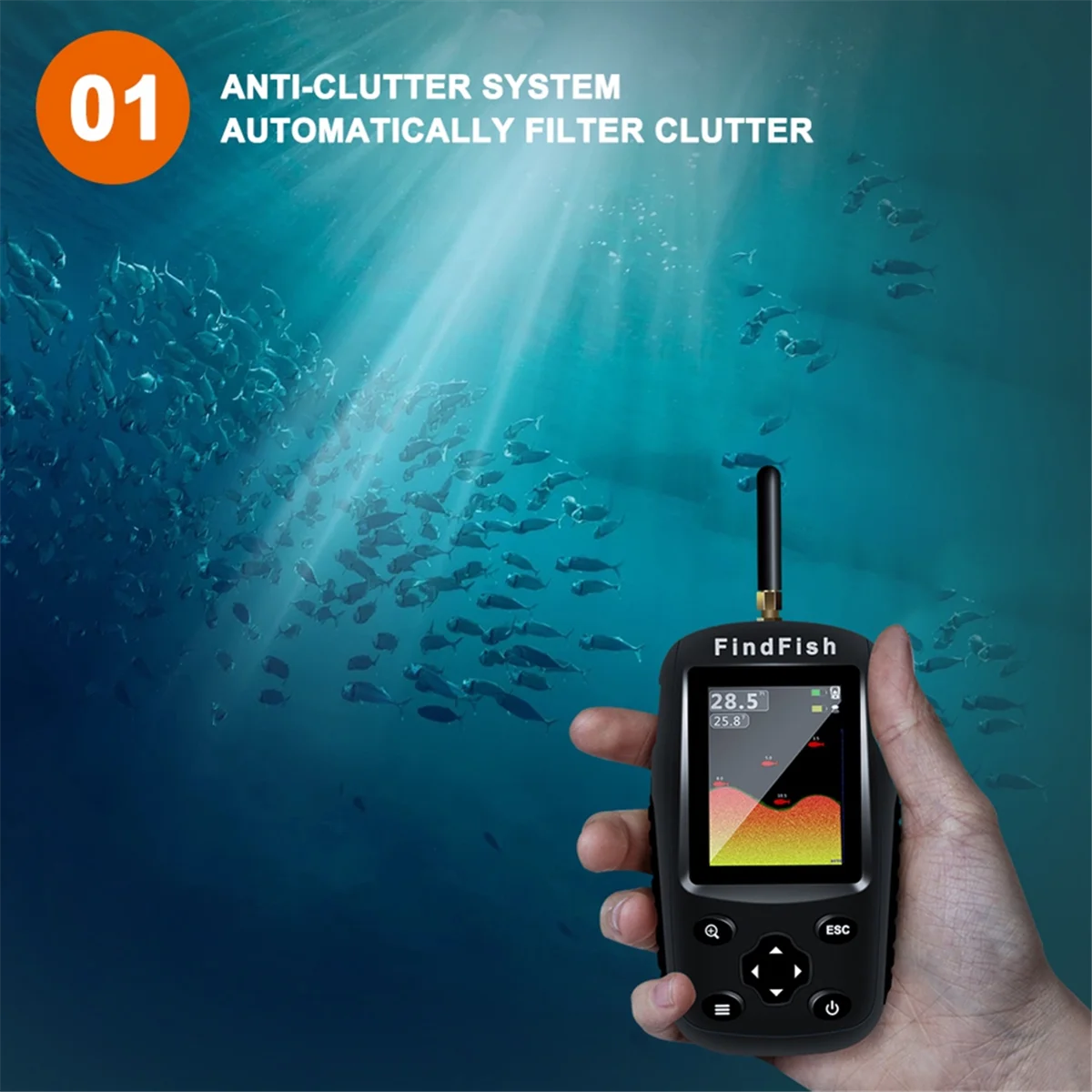 IIJJ-Smart English Russian Menu Wireless Sonar Portable Fish Finder Sensor Echo Sounder Alarm River Lake Sea Bed Live