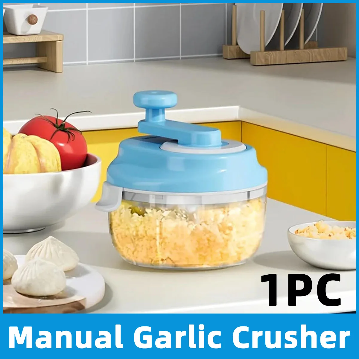 Hand Cranked Garlic Pestle Manual Garlic Puree Machine Household Garlic Press Detachable Cover Handle Meat Grinder Kitchen Tool