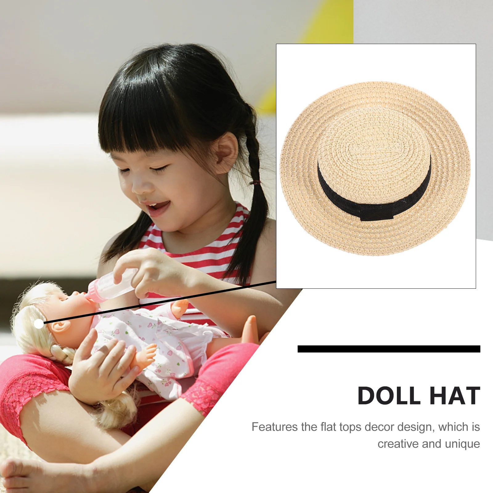 Small Straw Hat For Hand-Woven Hat Ornament Clothes Decor Accessory Miniature Hats Craft Party Decoration