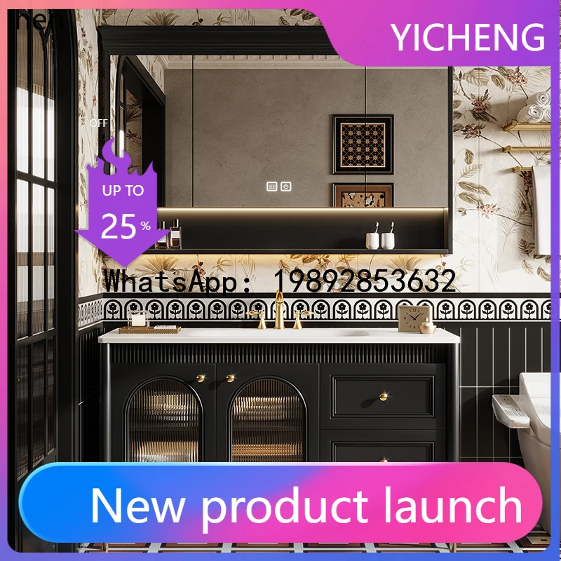 

X1 oak floor-to-ceiling French retro bathroom cabinet combination toilet washbasin cabinet