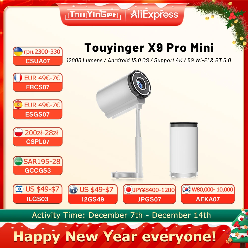 Touyinger X9 pro Mini natywny inteligentny projektor 1080P 4K Android 13 wideo WiFi Bluetooth projektor kina domowego