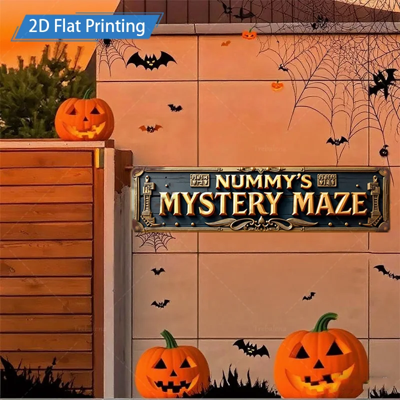 1 قطعة 8x12 بوصة علامة معدنية للهالوين "متاهة غامضة رقمية" 2D طباعة مسطحة علامة معدنية ديكور #4