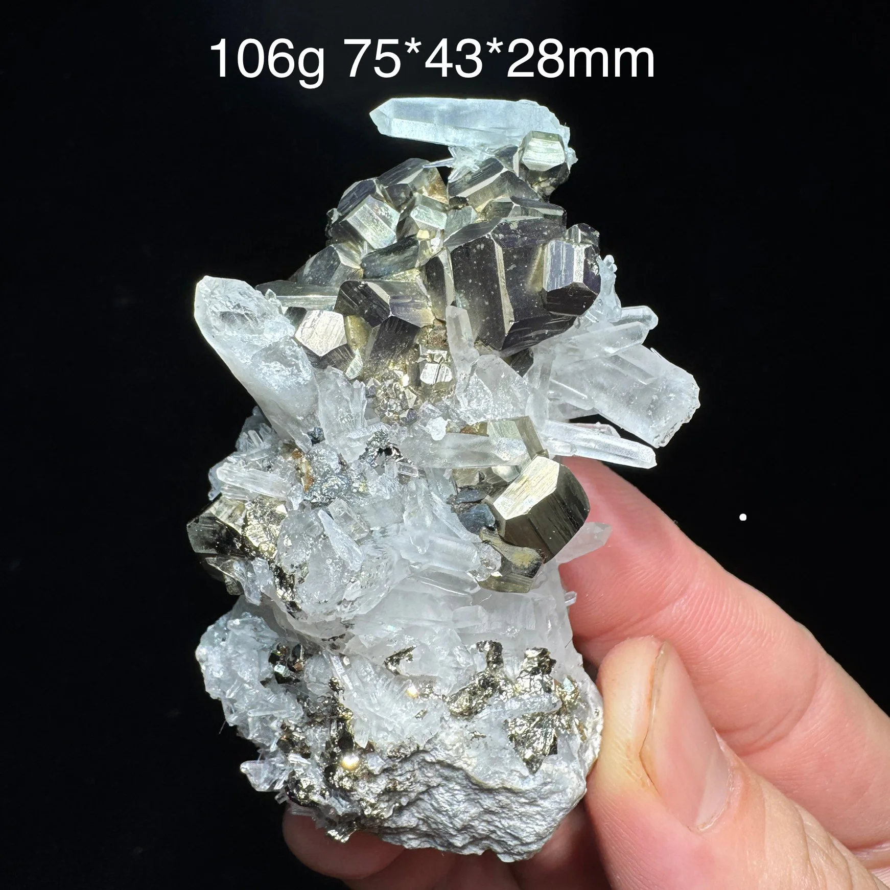 Natural Pyrite With Clear Quartz Cluster Symbiotic Mineral Specimen Raw Rock Chalcopyrite Crystals Healing Stone Home Decor
