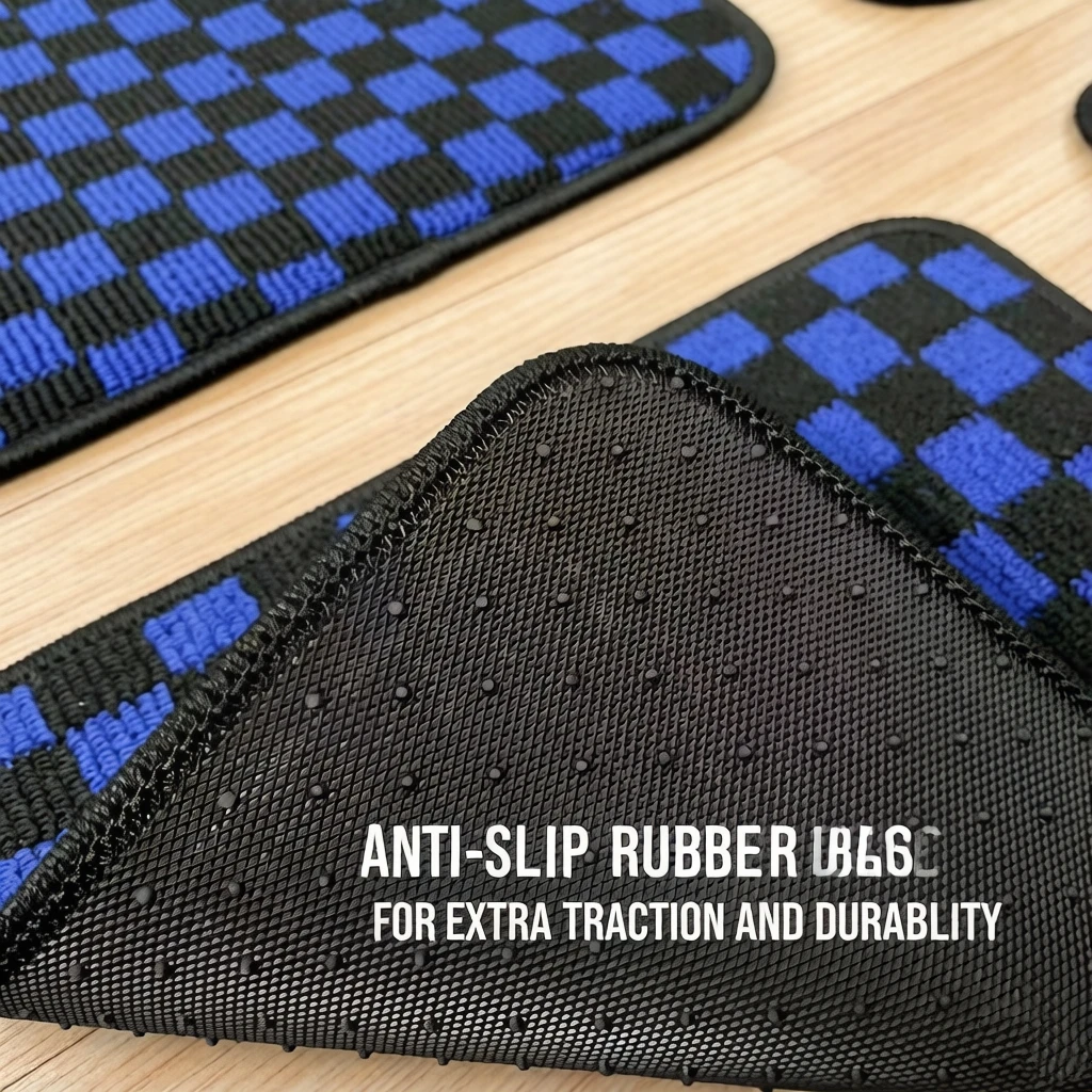 Premium Flocked Car Floor Mats For Honda Integra Type R DC5 RHD Right Hand Drive Civic Classic Japanese Checkered Pattern Anti S