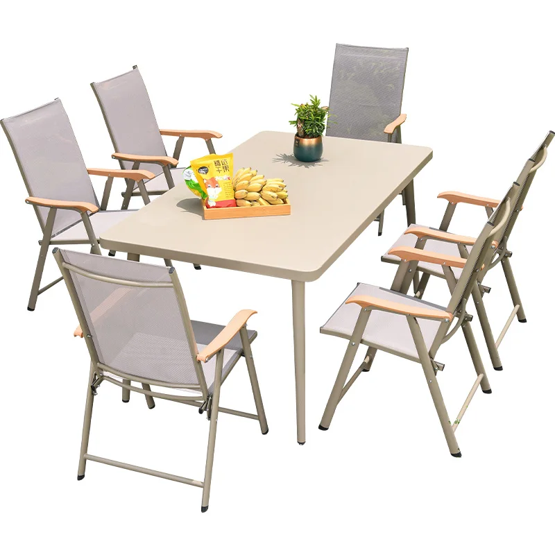 

Outdoor aluminum alloy table and chair mesh cloth chair courtyard open-air outdoor leisure carbon steel balcony table and chair