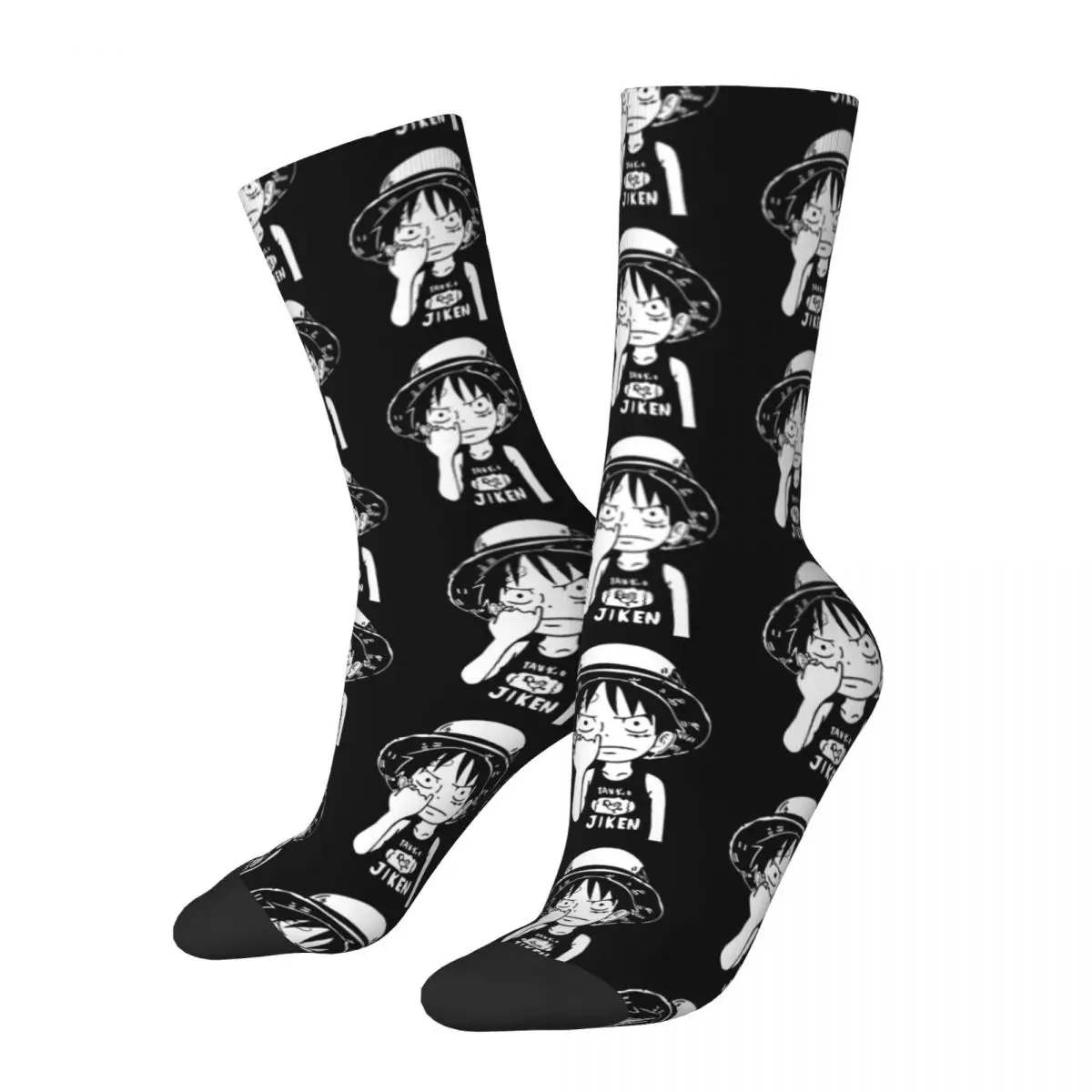Luffy Straw Hat Pirates Logo Men Women Round neck Socks Cycling Novelty Spring Summer Autumn Winter Stockings Gift