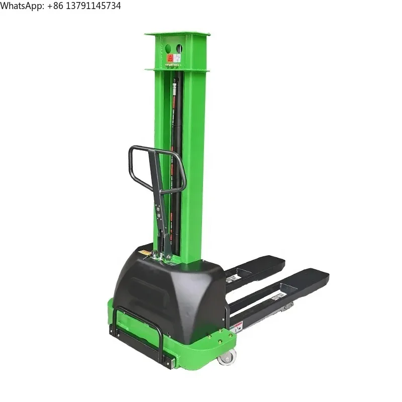 Electric Pallet Stacker 500Kg Capacity Manual Forklift with Self-Load Semi-Hydraulic Lift Battery Power Engine Motor Components