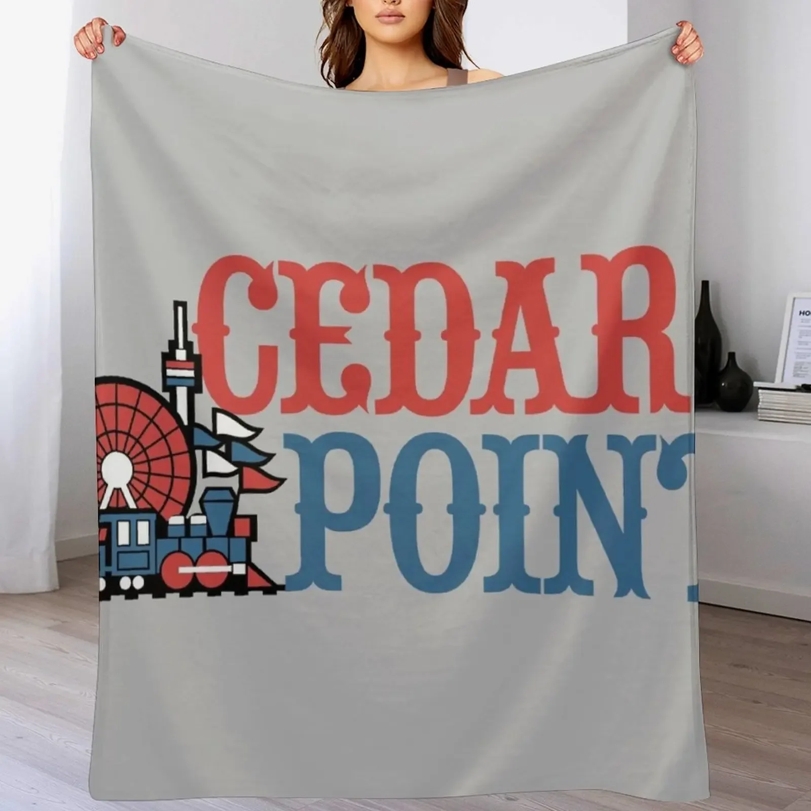 Cedar Point Old Vintage Logo Design Throw Blanket Warm Plush Fuzzy Blanket for Living Room