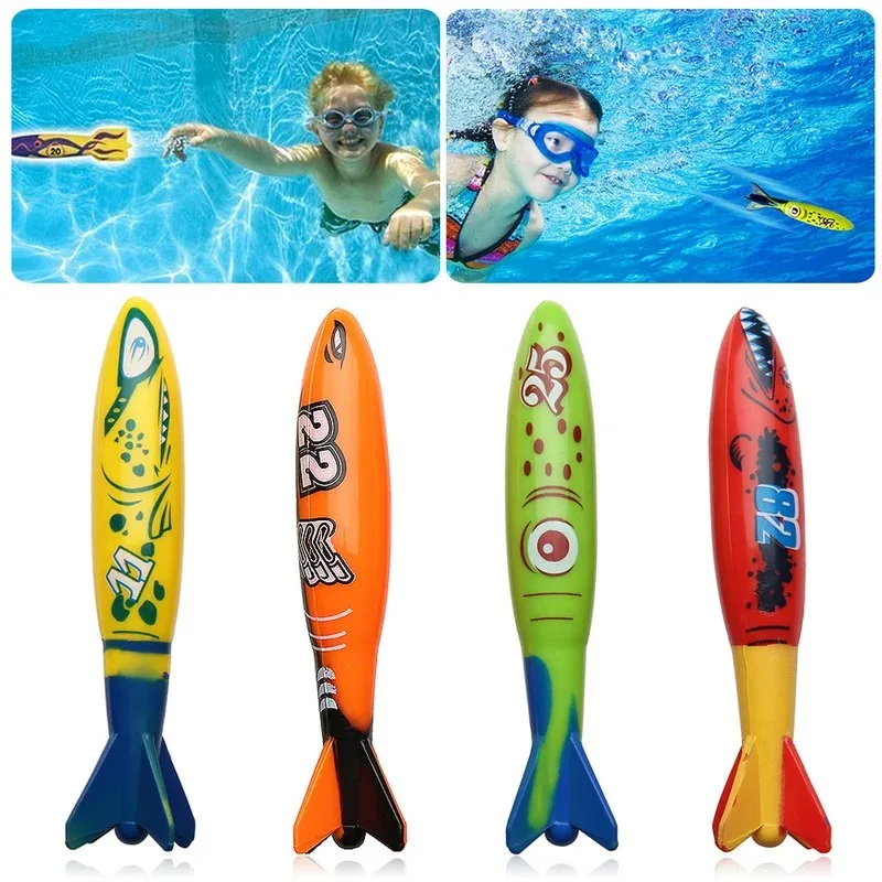 Summer Kids Shark Fish Rocket Pool Toy Diving Games Swimming Pool Throwing Toys Water Fun Games Baby Water Gifts Educational Bat