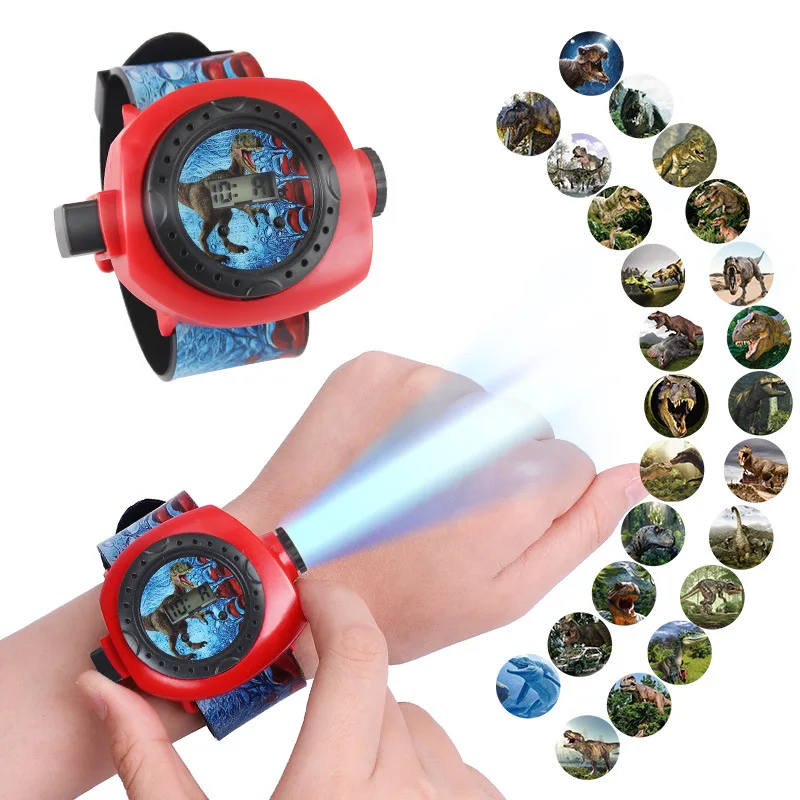 

Cartoon Jurassic Tyrannosaurus Rex Marine Animals 24 Pictures Children's Cartoon Projection Electronic Watch Kids Birthday Gift