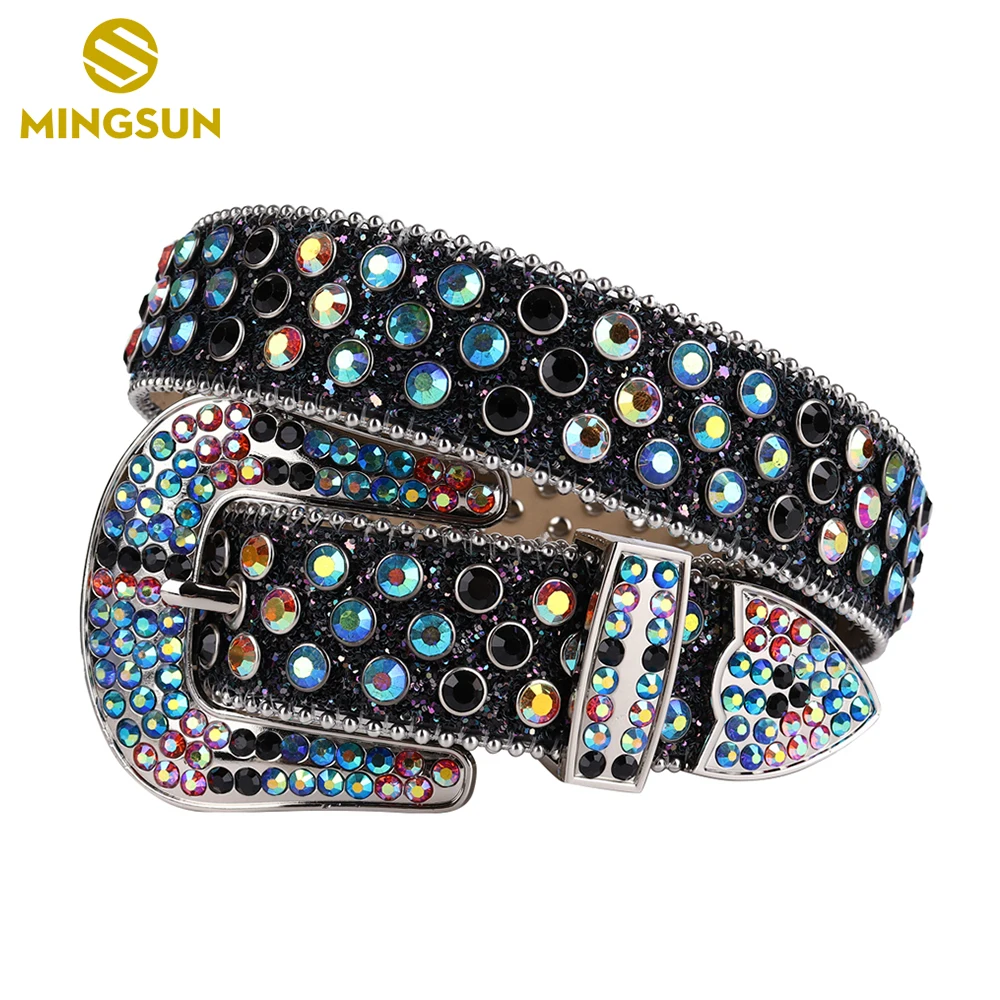 Men Women Rhinestones Belts Luxury Strap Western Cowboy Colored Diamonds Bing Belt Crystal Studded Cinto De Strass for Dress