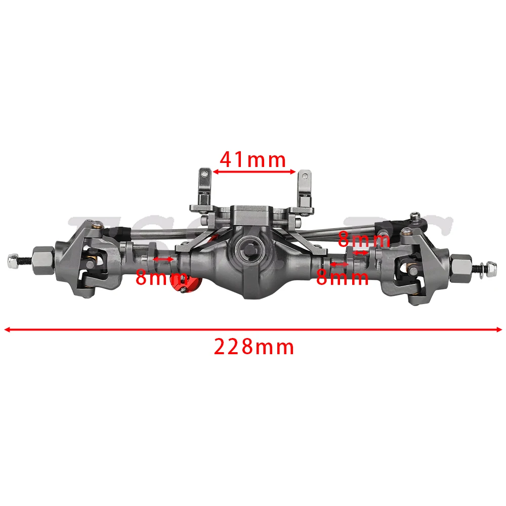 Alberi dell\'asse anteriore e posteriore asse in alluminio integrato cingolato da roccia con asta di sterzo Servo per 1/10 RC Axial SCX10 II