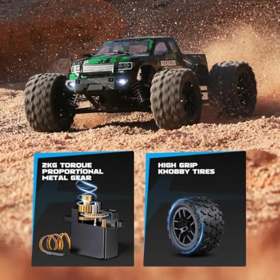 Off-Road RC Truck For Hobby Use, ABS Plastic, Black And Red, 36 KPH High Speed With 4X4 Waterproof Design And Dual Rechargeable