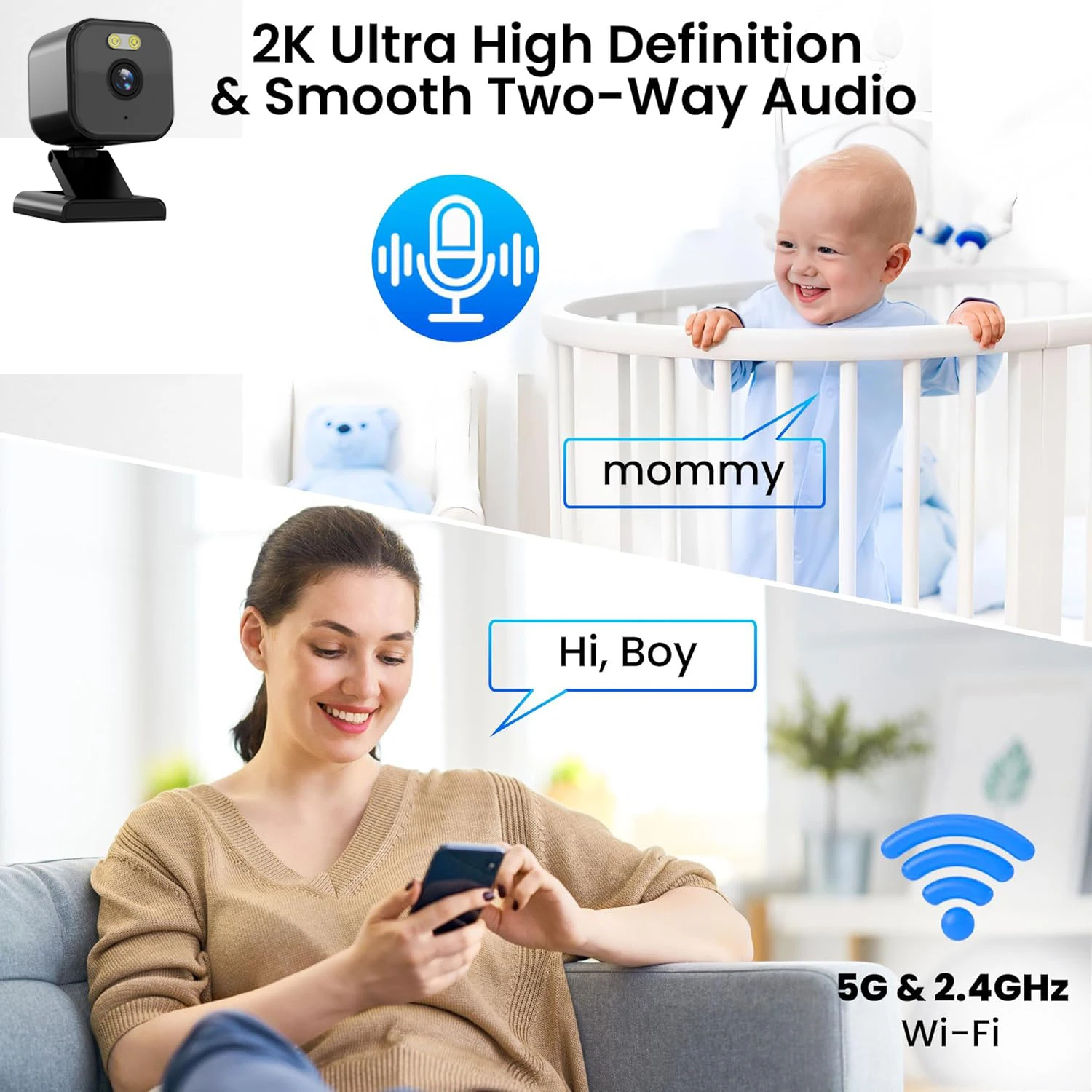 

5MP Magnetic Tuya Camera Wireless Mini Baby Monitor Cam Suitable for Baby/pet Surveillance Security Protection CCTV Video Surve
