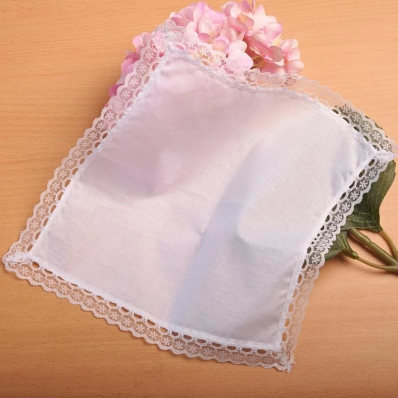N5KB White Lace Pocket Towel for Sports, Travel, Work, Grooms, Weddings, Prom