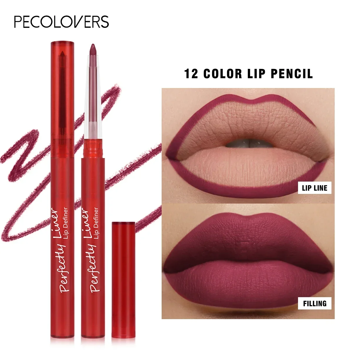 Delineador de labios de terciopelo, lápiz labial degradado cónico mate, resistente al agua, no pegajoso, maquillaje de labios, sistema de colores mezclados