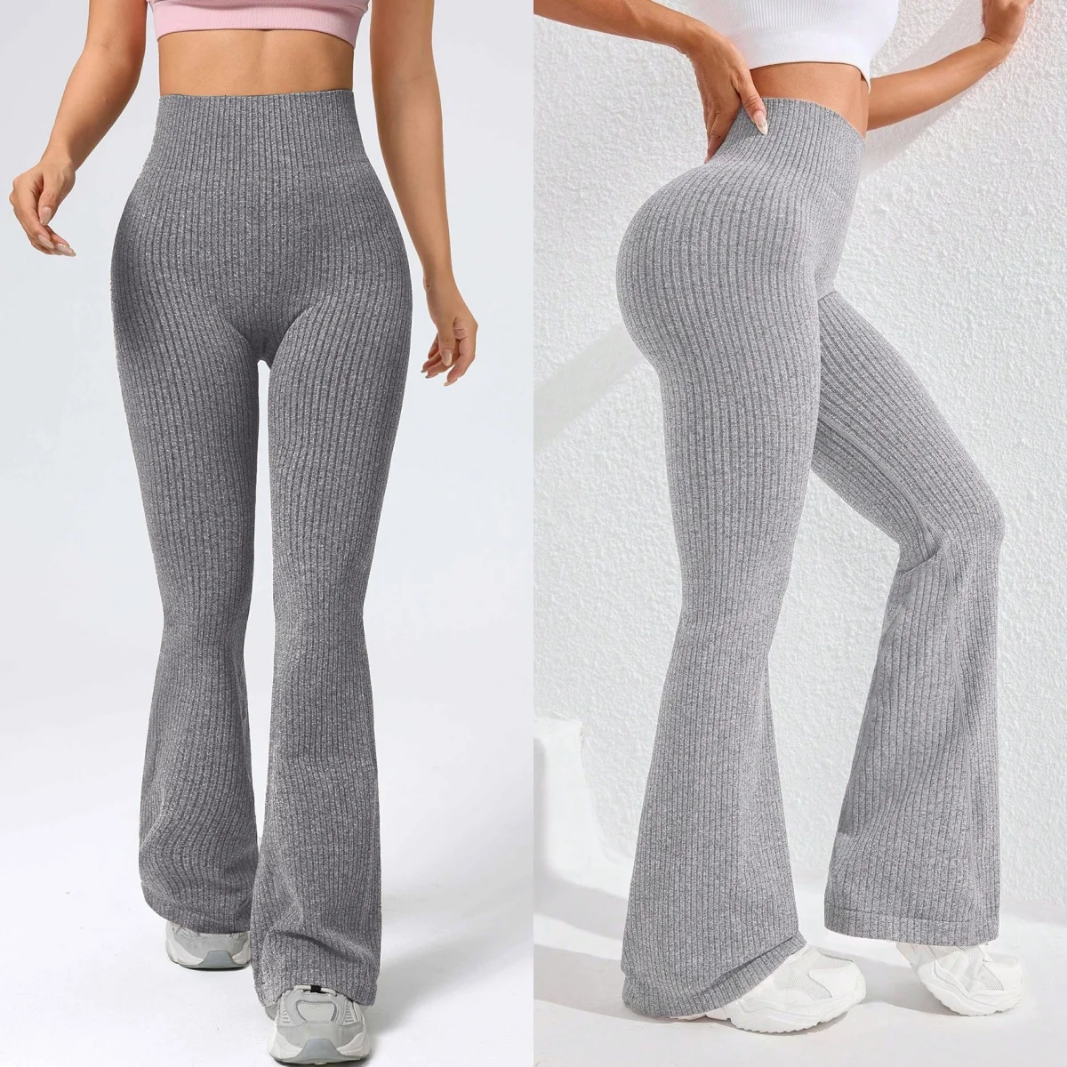 

Women's High-Waist Bell Bottom Yoga Pants Sporty Tight Fit Comfortable Elastic Ideal for Exercise Daily Wear for Autumn Winter