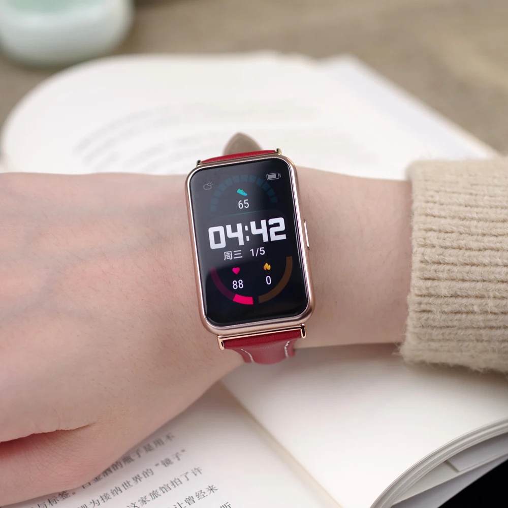 สำหรับ Huawei Watch สายคล้องพอดี Fit ใหม่ Correa สร้อยข้อมือสายรัดข้อมือหนังแท้สำหรับนาฬิกา Huawei Fit สมาร์ทนาฬิกา