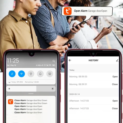 Imagen 2 del producto Abridor de puerta de garaje Tuya, controlador de voz con aplicación inteligente, WiFi, Control remoto, funciona con Alexa, asistente de Google Home