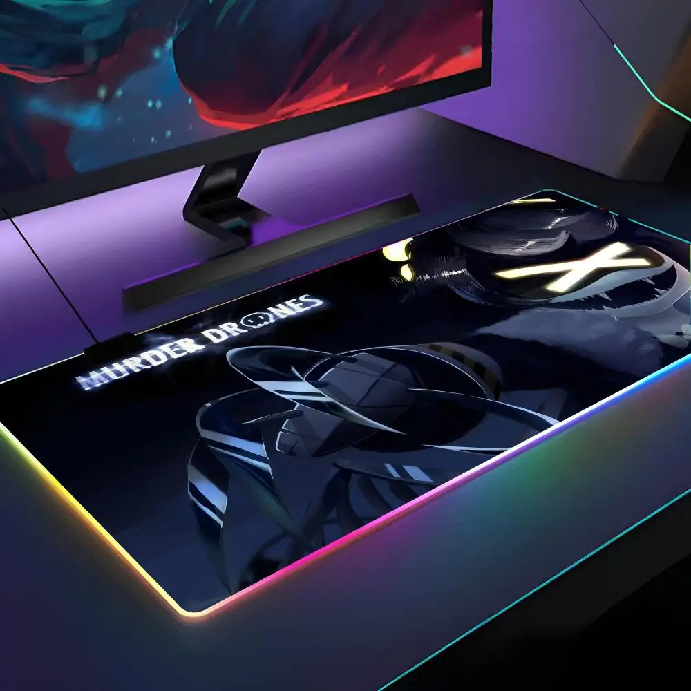 

Игровой коврик для мыши M-Murder Drones, коврик для мыши с RGB подсветкой, коврик для мыши для ноутбука, геймера, компьютерный стол, игровые аксессуары