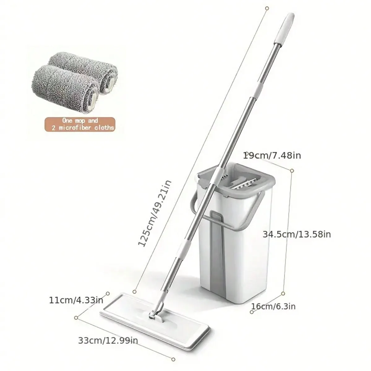 Factory Direct 2026 1 Set, Household Cleaning Mop And Bucket Set ,Bring Two Mop Cloths, Hand-Free Wash Flat Mop