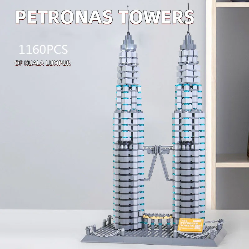 World Famous Architecture Block Malaysia Petronas Twin Towers In Kuala Lumpur Model Construction Building Brick Construction Toy