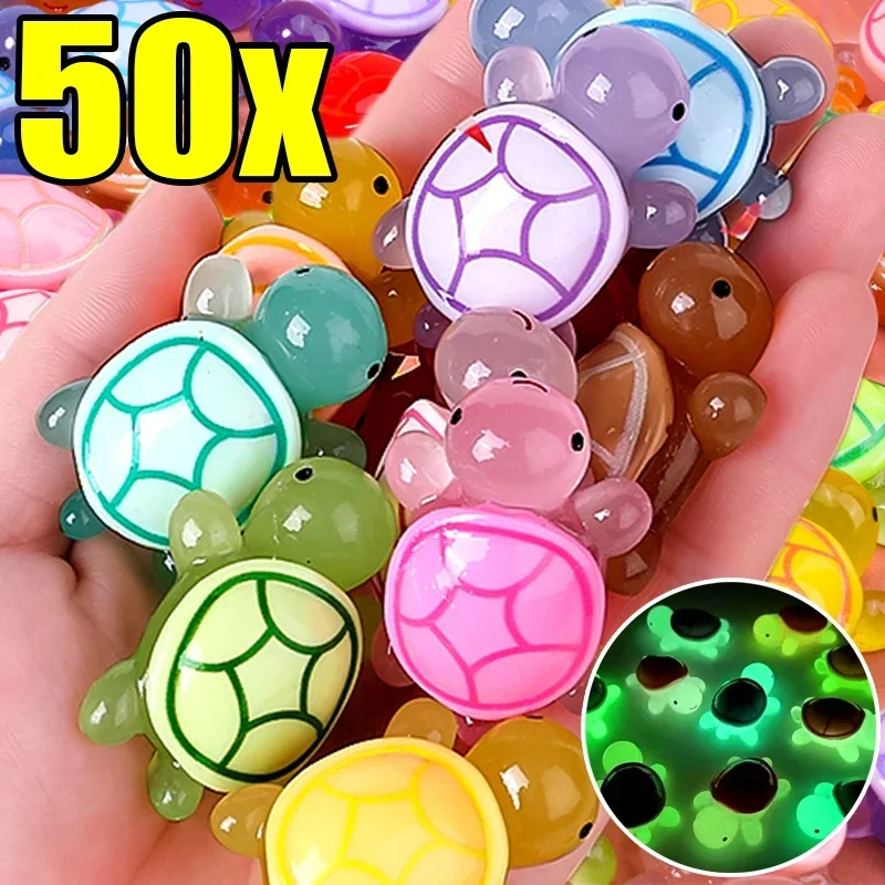 

50/2pcs Cute Mini Luminous Turtle Ornaments Glowing in The Dark Miniatures Turtle Micro Landscape Toys Decoration Gift Mothman