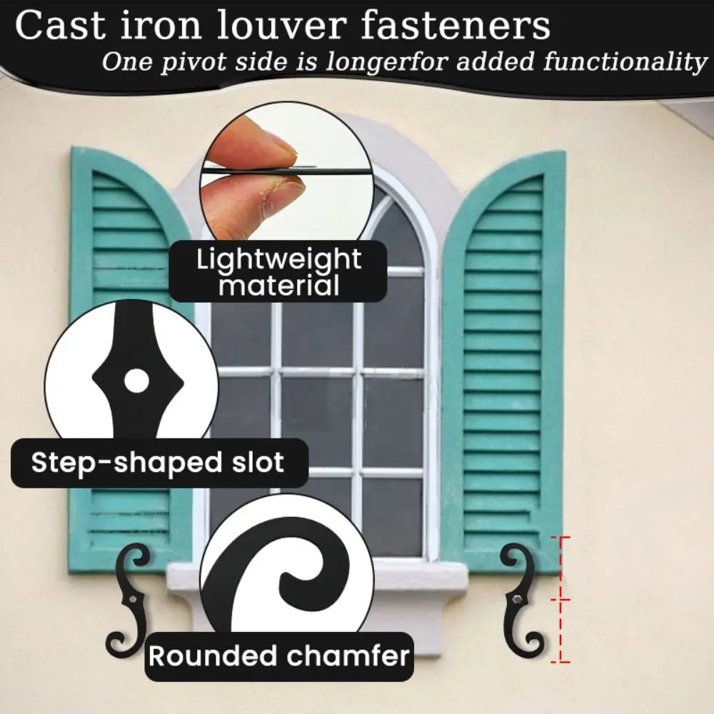 S-Shape Design Cast Iron Shutter Fasteners Rustproof Coating Sturdy Construction Decorative Shutter Dogs Cast Iron Material