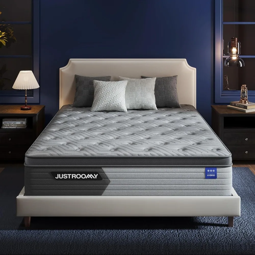 

14-inch hybrid gel memory foam queen mattress with cooling ice silk layer for back pain relief in a box