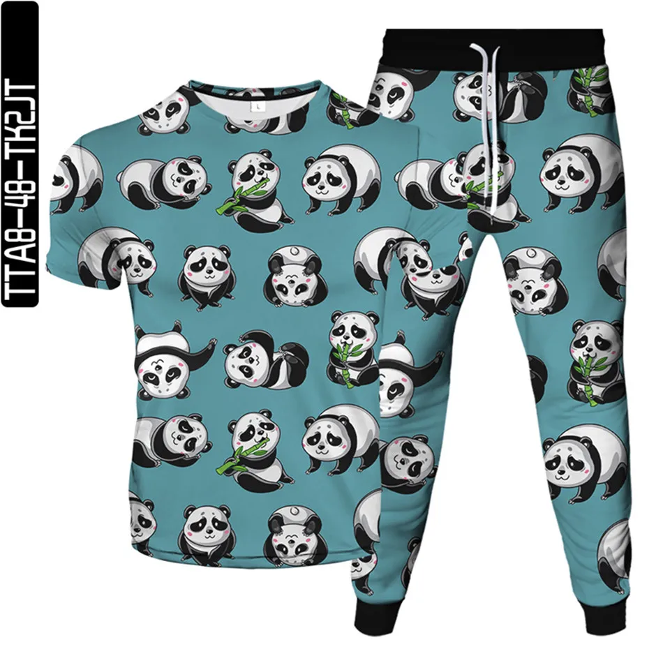 

Lovely Animal Panda 3D Print Men Women Tracksuit Cool T-Shirt+Trousers 2pc Sets Clothes Female Male Fashion Suit Plus Size S-6XL