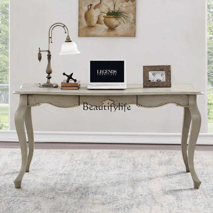 

American retro old desk simple carved computer table Nordic simple study