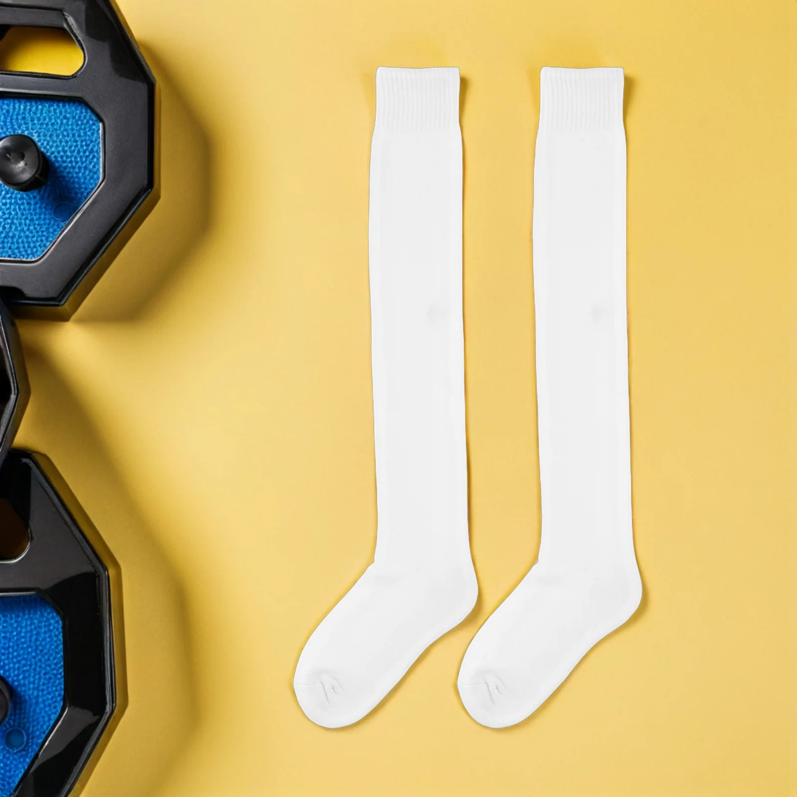 1 par de calcetines de esgrima hasta la rodilla de algodón blanco medias deportivas acolchadas transpirables para entrenamiento de competición