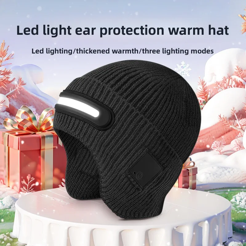 

LED Headlamp Winter Hat Outdoor Ski Mask Hunting Gear Cold Weather Ear Flap Cap Fleece Lined Beanie Night Running Camping New