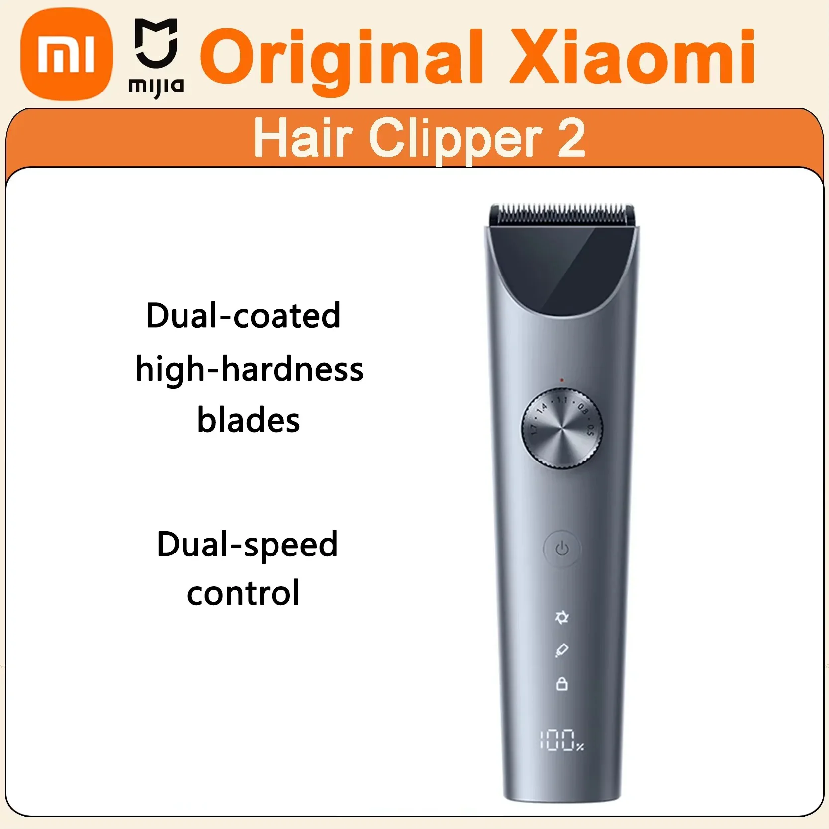 

Original XIAOMI MIJIA Hair Clipper 2 Rechargeable Professional Trimmer Titanium Alloy Blade Cordless Barber Cutting Tool