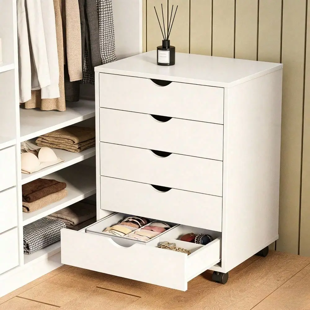 

Portable Storage Cabinet On Wheels For Office, Bedroom Home Organization, White
