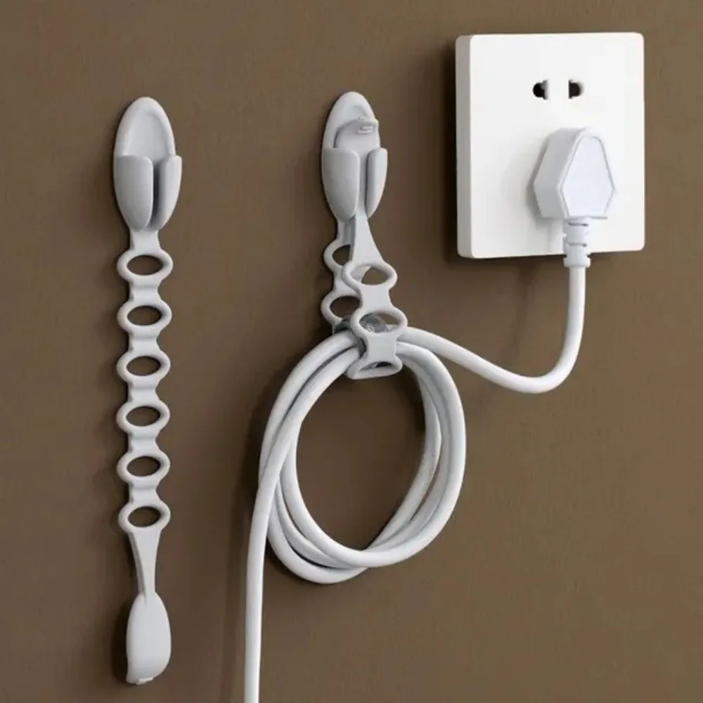 Wall-Mounted Silicone Cable Organizer Traceless Space-Saving Cable Holder Organizer Cable Management Elastic Cord Wrapper