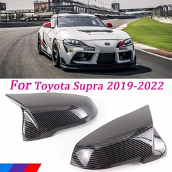 For Toyota GR Supra A90 2019 2020 2021 2022 ABS Carbon Fiber/Black Car RearView Mirror Protective Cover Stickers Car Accessories