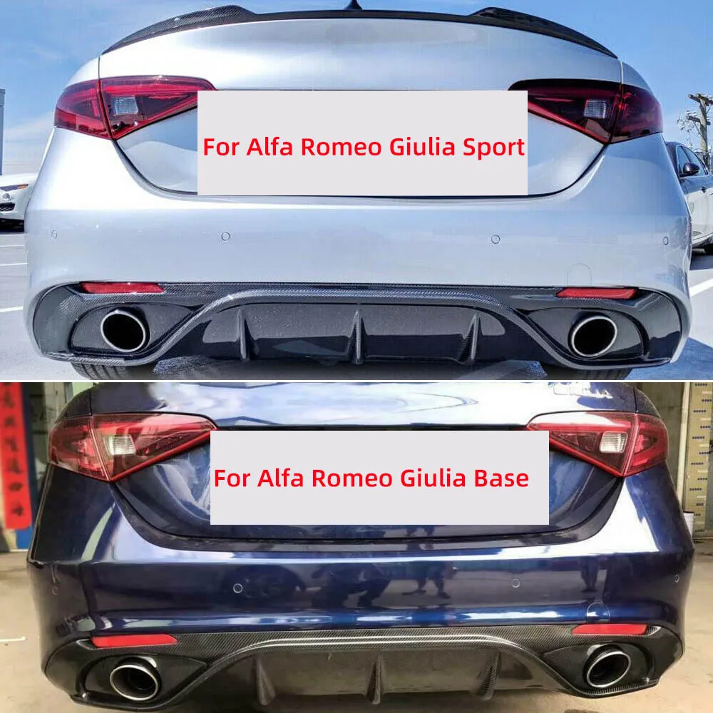 Car Rear Diffuser for Alfa Romeo Giulia TI Sport /Base Standard Sedan 2015-2020 Carbon Fiber Lower Bumper Lip Spoiler Body Kits