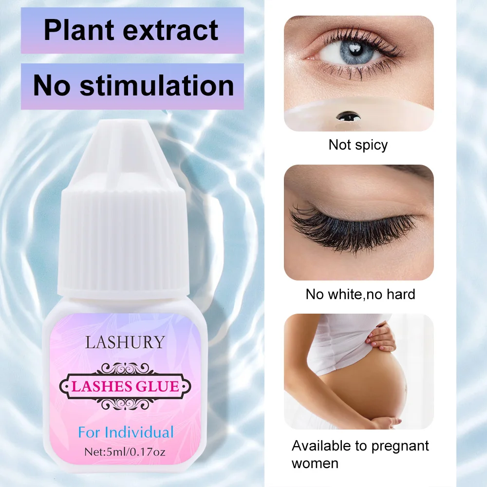 LASHURY Individual No Allergy Eyelash Glue Fast Dry Long Lasting Lashes Adhesive Extension 3 Seconds False Eyelashes Extensions