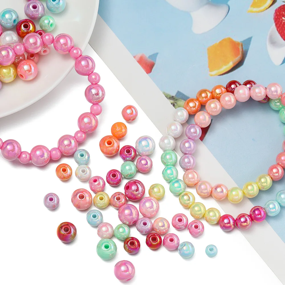 50/100pcs 6/8/10mm AB Color Acrylic Beads Round Loose Spacer Beads for Jewelry Making DIY Handmade Necklace Bracelet Accessories view 5