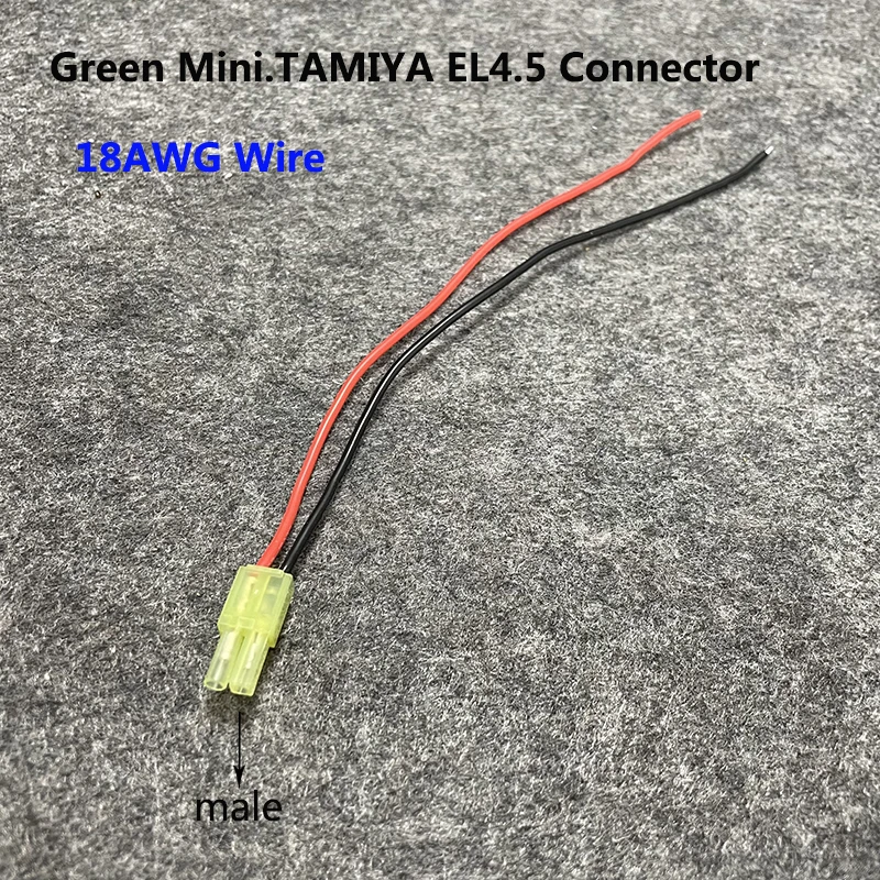 

Free shipping 100pcs Green Mini.TAMIYA EL4.5 male Connector with 18AWG Silicone Wire female cable