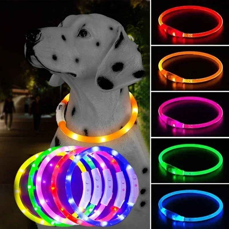 LED Pet Dog Collar Detachable Glowing Necklace Light Flashing USB Loss Prevention Anti-Lost Dogs Night Safety Luminous Products