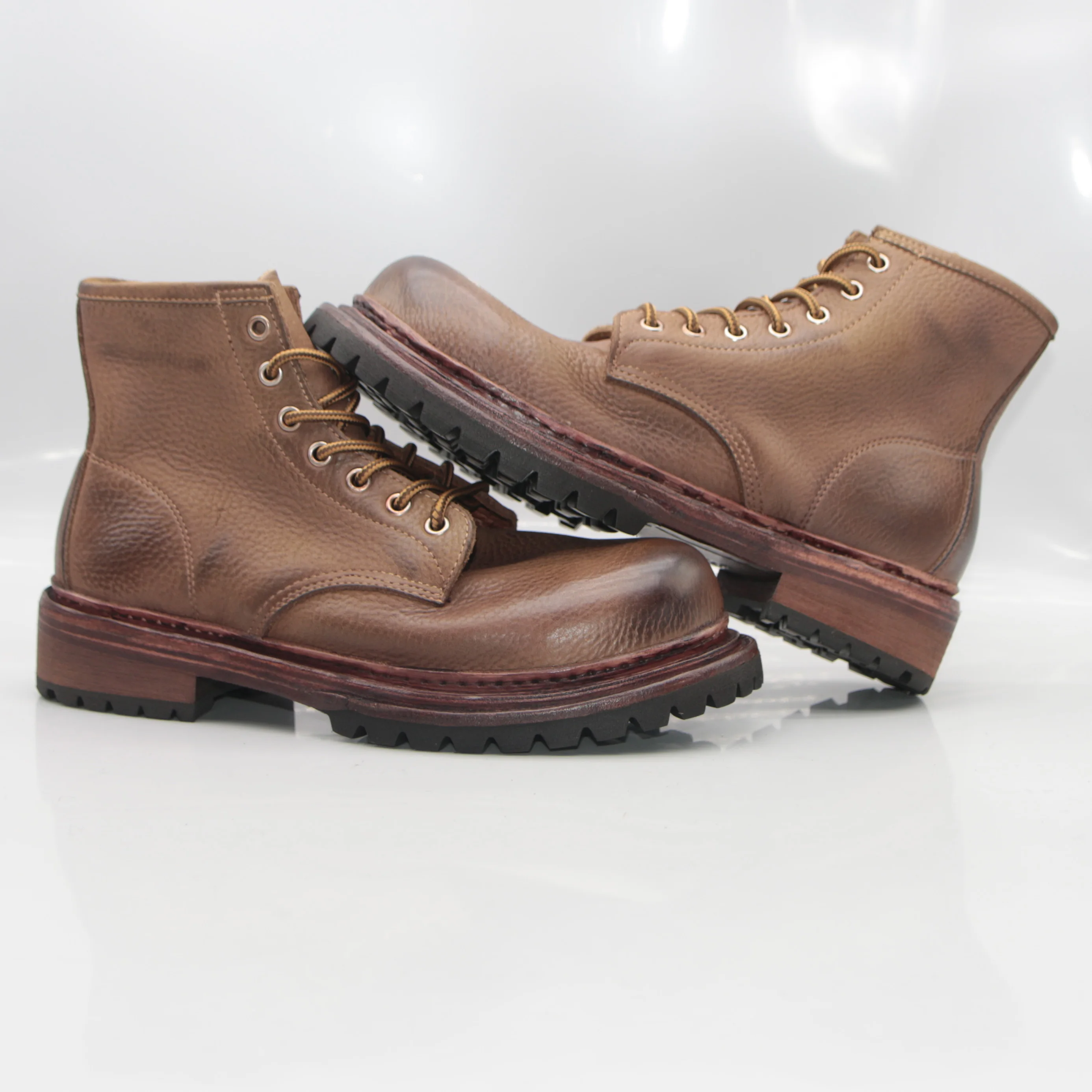 

Мужские ботинки из натуральной кожи Briti Sle, износостойкие, с круглым носком, короткие ботинки для молодежи