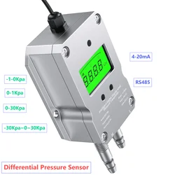 LCD Differential Pressure Transmitter Digital 4-20mA 0-10V RS485 Differential Pressure Transducer -1-1Kpa Gas Pressure Sensor