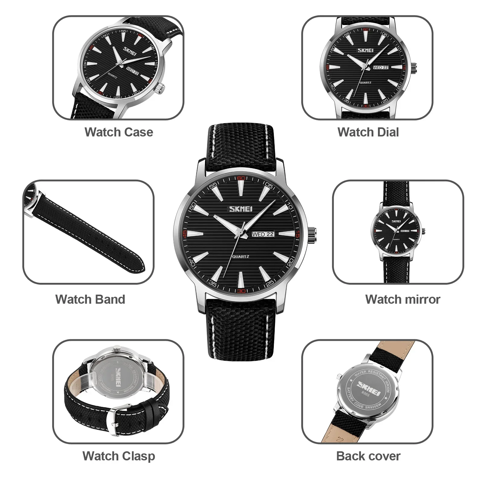 SKMEI Casual Clendar Sports Watches Mens Top Brand Luxury Genuine Leather Strap Quartz Wristwatch Waterproof Clock reloj hombr