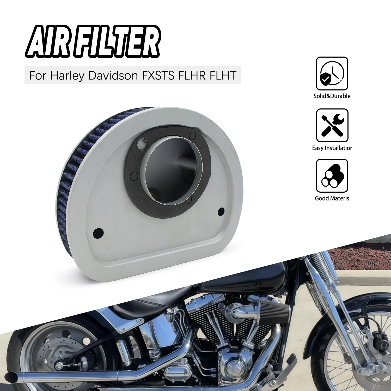 Air Filter Intake Cleaner accessories moto For Harley Dyna Convertible Electra  Classic FLHTC Softail Road Wide FXDWG HD-1396