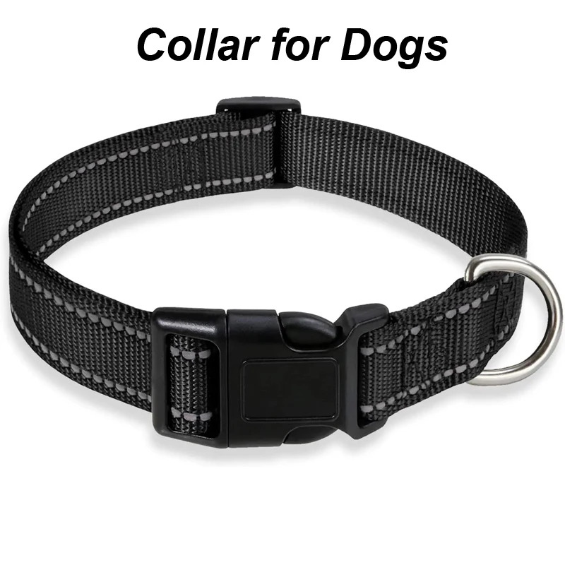 

Reflective Dog Collar with Buckle Adjustable Nylon Safety Collar for Large Dogs Night Visibility Pet Collar with Quick-Release