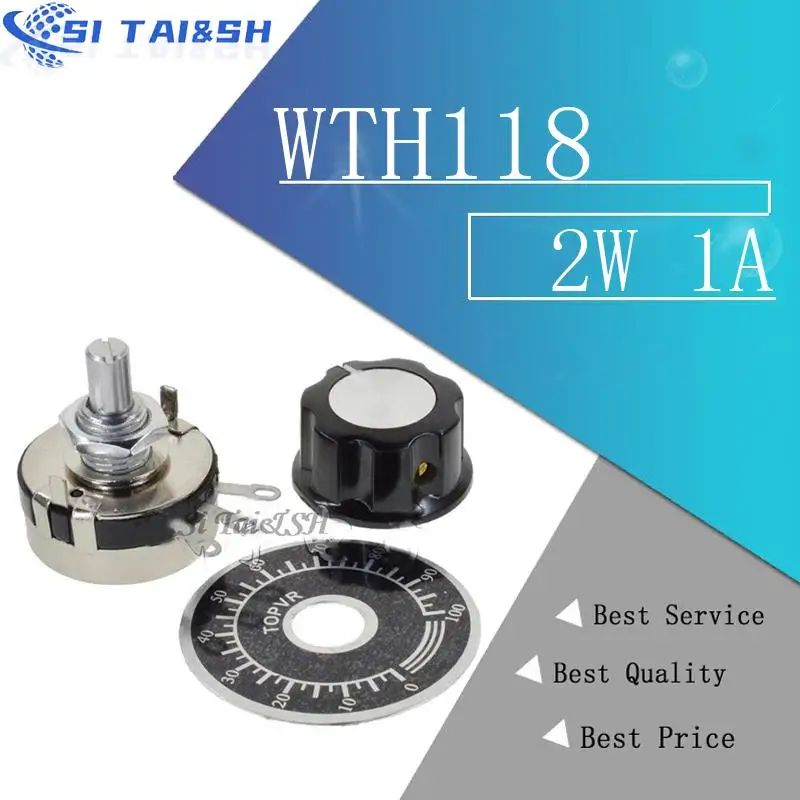 

1 set WTH118 DIY Kit Parts 2W 1A Potentiometer 1K 2.2K 4.7K 10K 22K 47K 100K 470K 1M