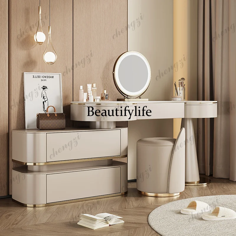 

Villa dresser chest integrated light luxury high sense modern bedroom simple makeup table rock slab makeup table