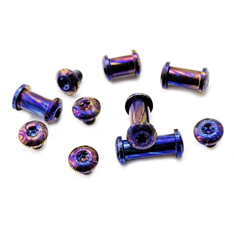 カスタマイズされたダマスカスチタン製のロックネジ,3サイズ,m3.5スレッド,t8,トルクスナット,スピンドルネイル,リベット留め具,CNC